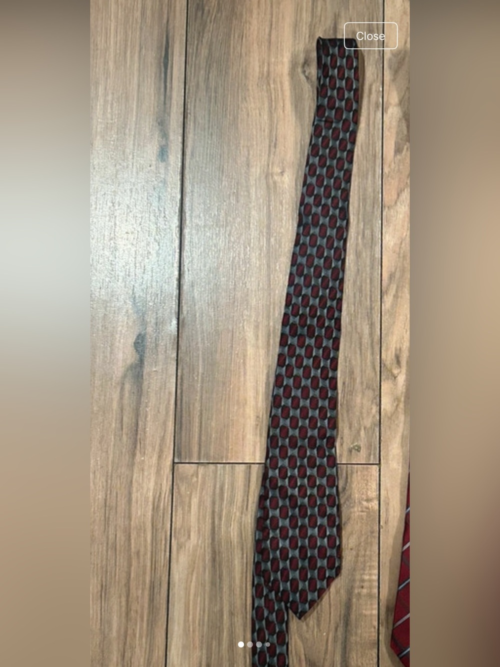 Men's Geometric Patterned Tie - Burgundy and Black